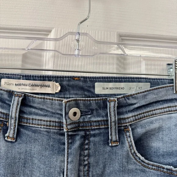 Pilcro Anthropologie Patchwork Jeans Size 27 Slim Boyfriend Light Wash Boho - Picture 7 of 12
